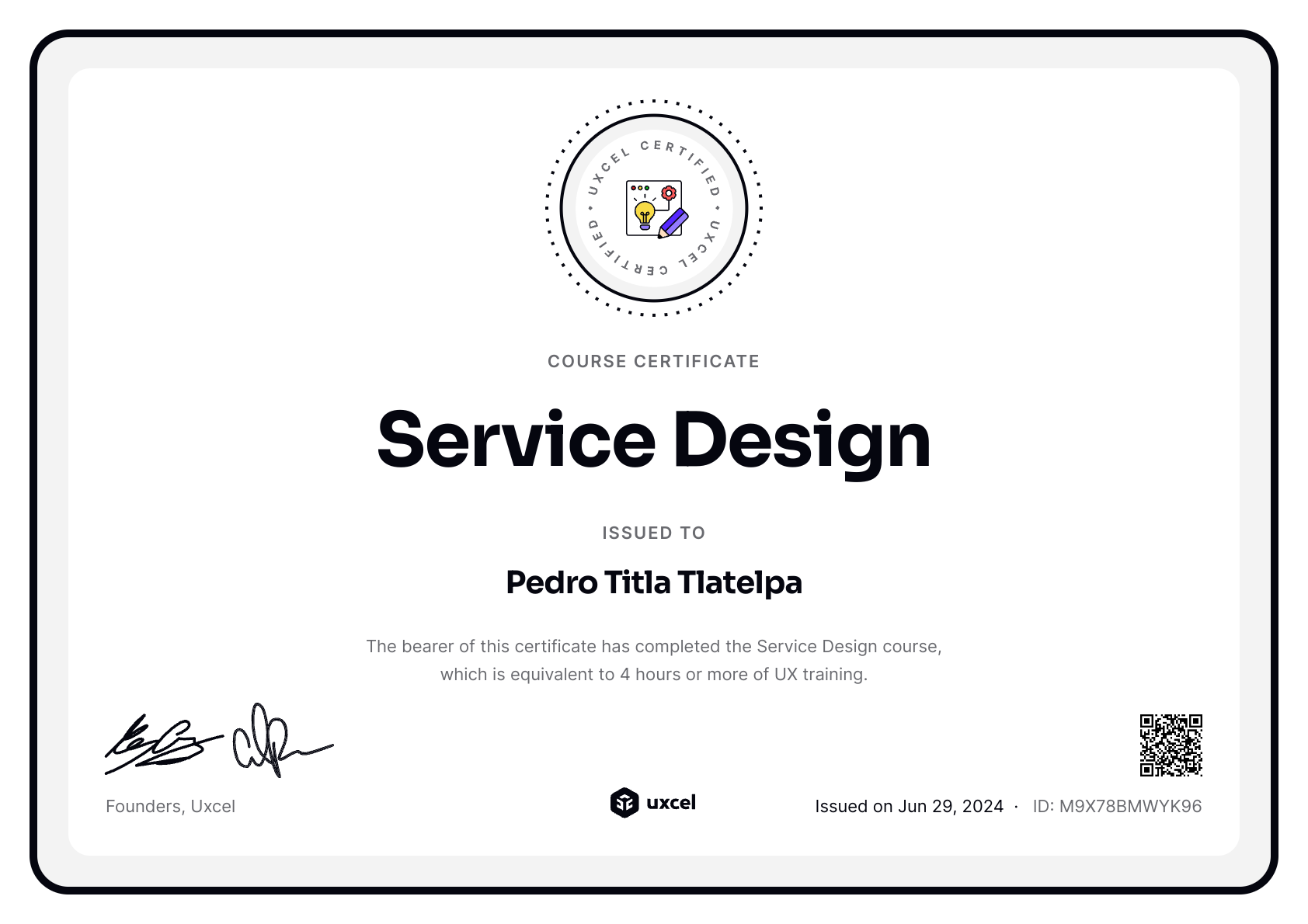 Pedro Titla Tlatelpa's certificate